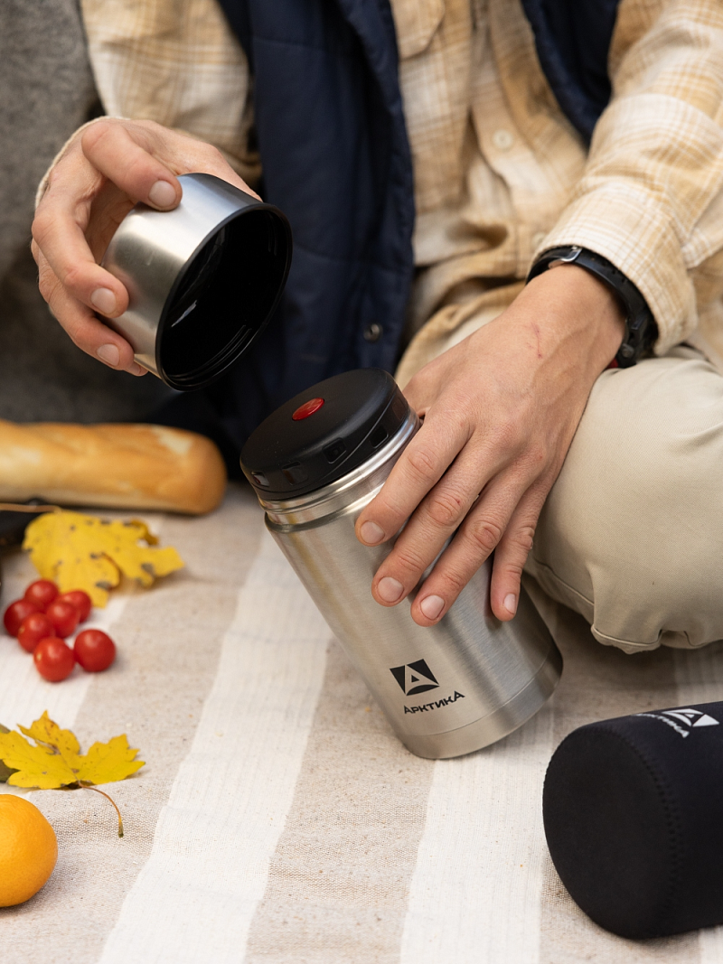 Термос 301 с широким горлом и чехлом на 1л  - 2