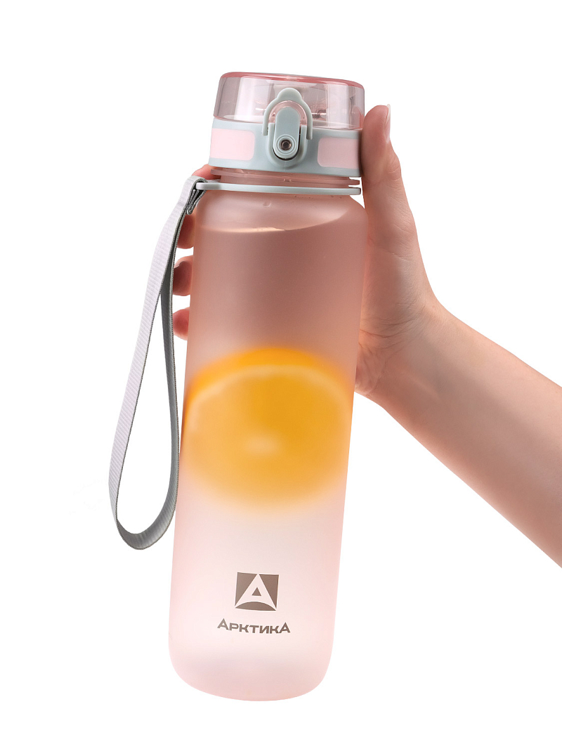 Питьевая бутылка 720 из тритана 1л, розовая матовая, с ситечком - 2