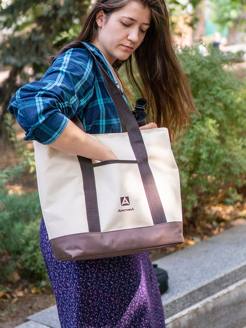 Термосумка шоппер 3400 бежевая на 17.5л - 4