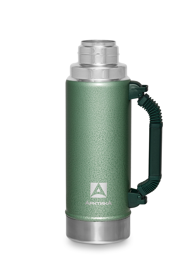 Зеленый термос «Уазик» с ручкой на 1.25л (уценка) - 7