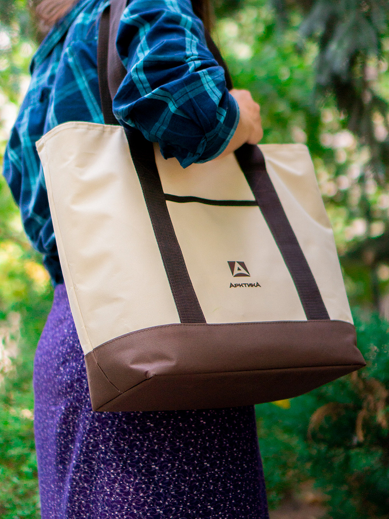 Термосумка шоппер 3400 бежевая на 17.5л - 5