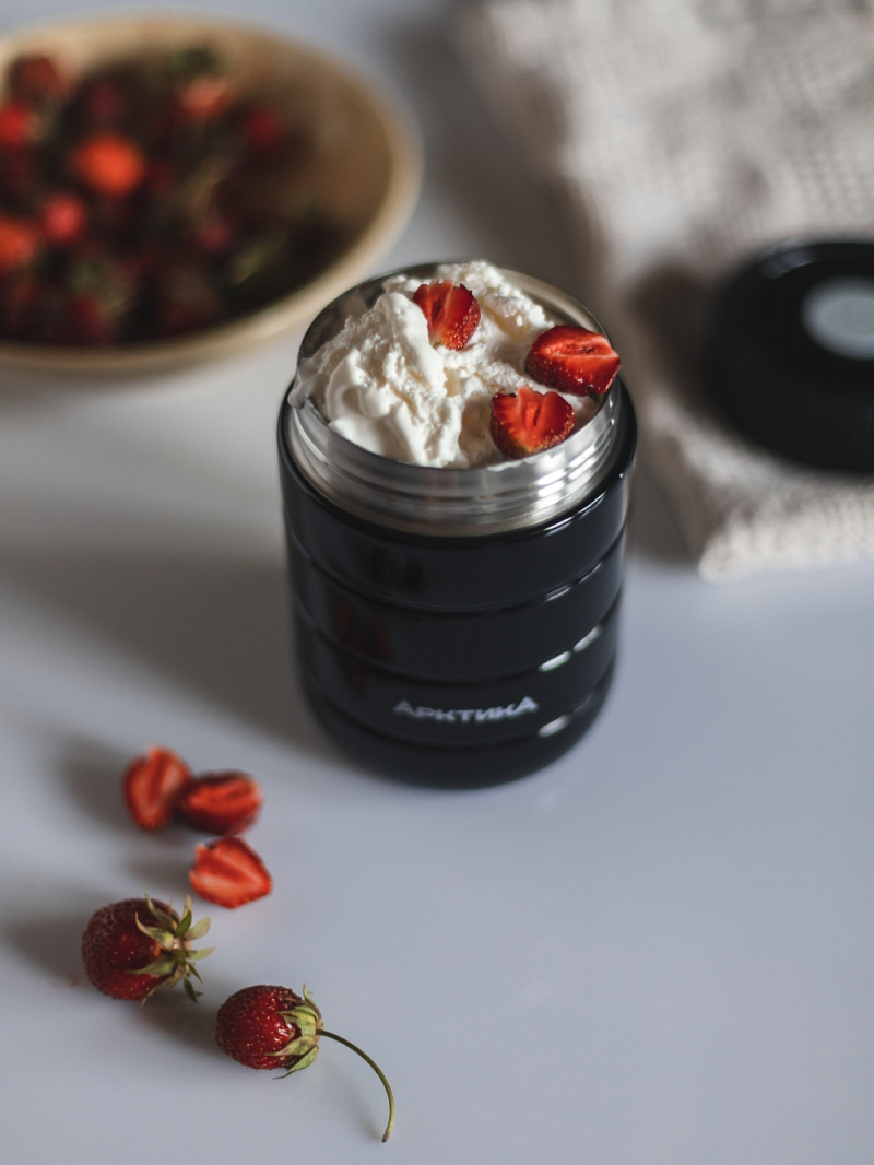 Компактный черный термос 307 для еды на  0.48л - 6