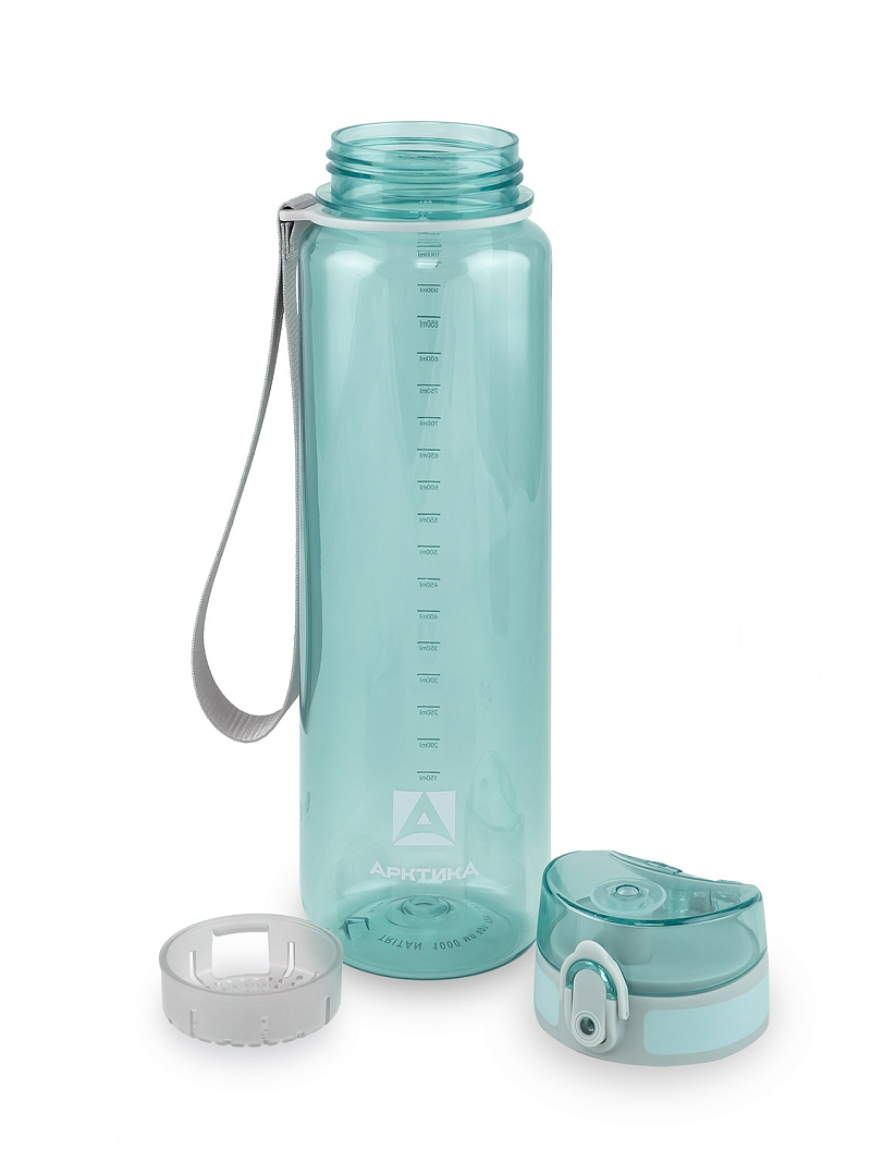 Питьевая бутылка 720 из тритана 1л, голубая глянцевая, с ситечком - 7