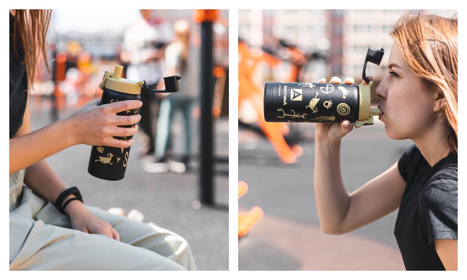 Термокружку «Сититерм» серии 702 удобно использовать в качестве спортивной фляги.