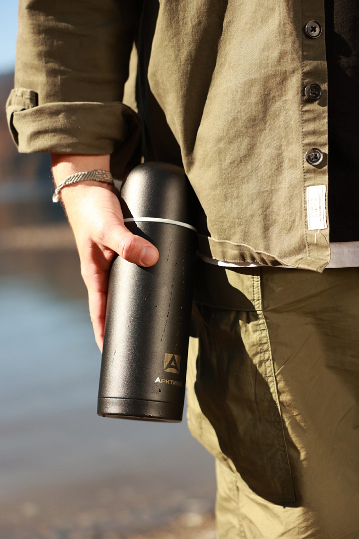 Черный термос 105 с узким горлом на 1л - 2