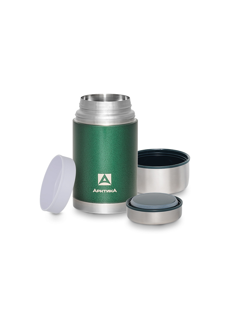 Зеленый термос 306 с чехлом и складной ложкой на 1л - 3