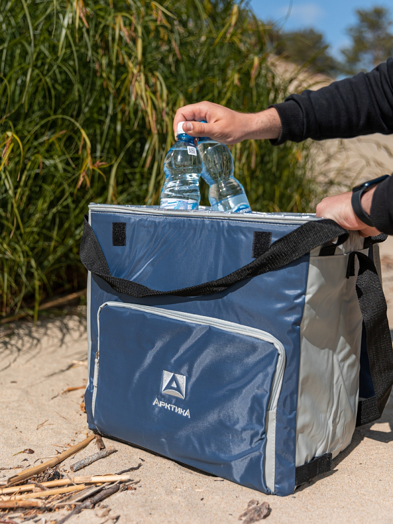 Синяя сумка-холодильник 3001 классическая с люком на 30л - 12