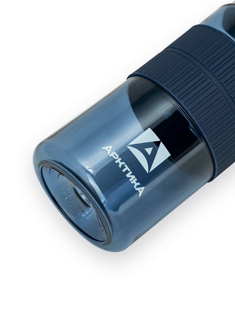 Синяя тритановая бутылка 722 с манжетом и питьевой трубочкой на 0.55л - 5