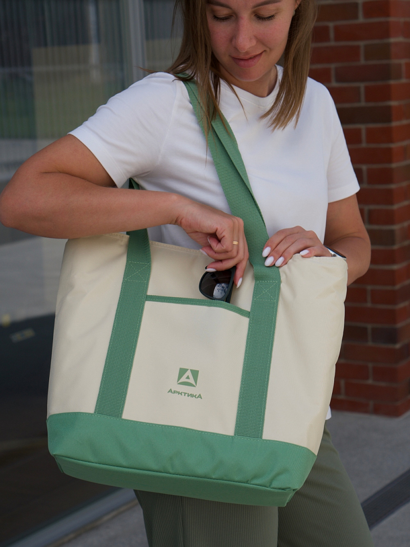 Термосумка шоппер 3400 зеленая на 17.5л - 4