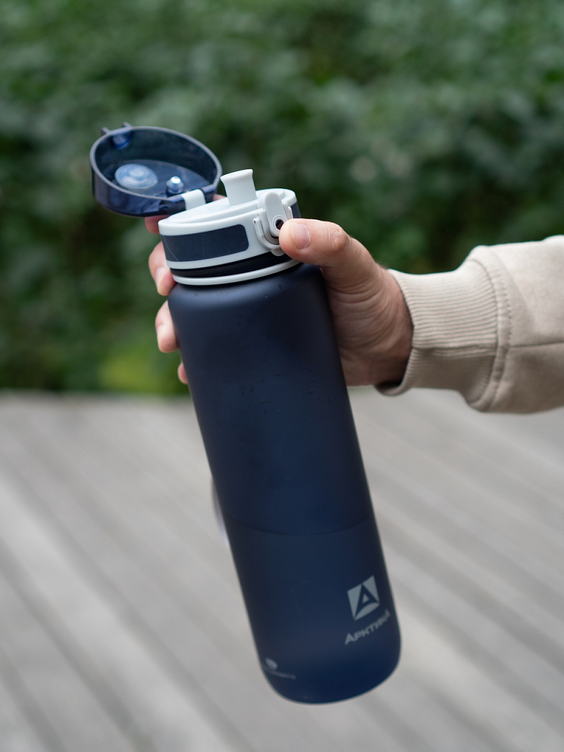 Питьевая бутылка 720 из тритана 1л, синяя матовая, с ситечком - 6