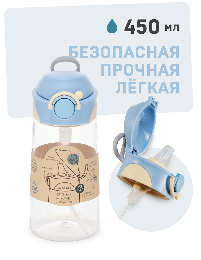 Голубая детская бутылочка на 0.45л  - 1