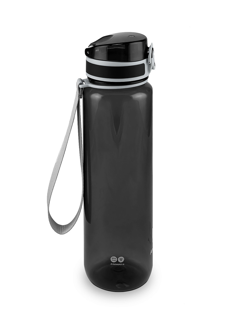 Питьевая бутылка 720 из тритана 1л, черная глянцевая, с ситечком - 5