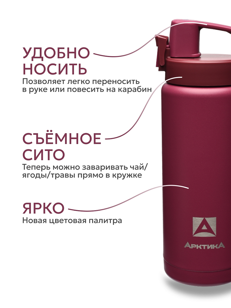 Термокружка 0.5л серии 702 «Вишня» с ситечком - 3