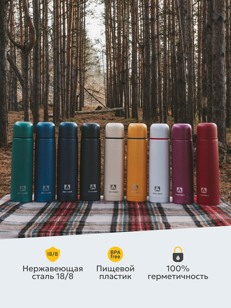 Термос серии 101 на 1л текстурный с узким горлом - 7