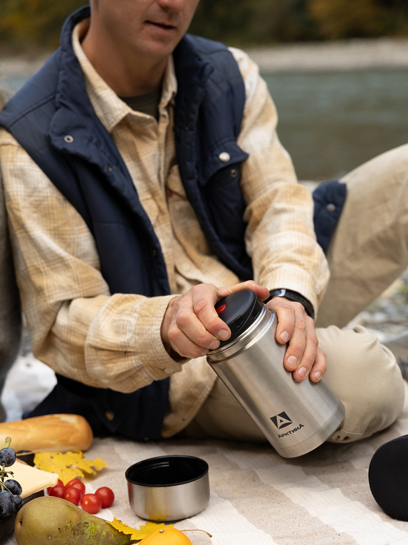 Термос 301 с широким горлом и чехлом на 1л  - 6