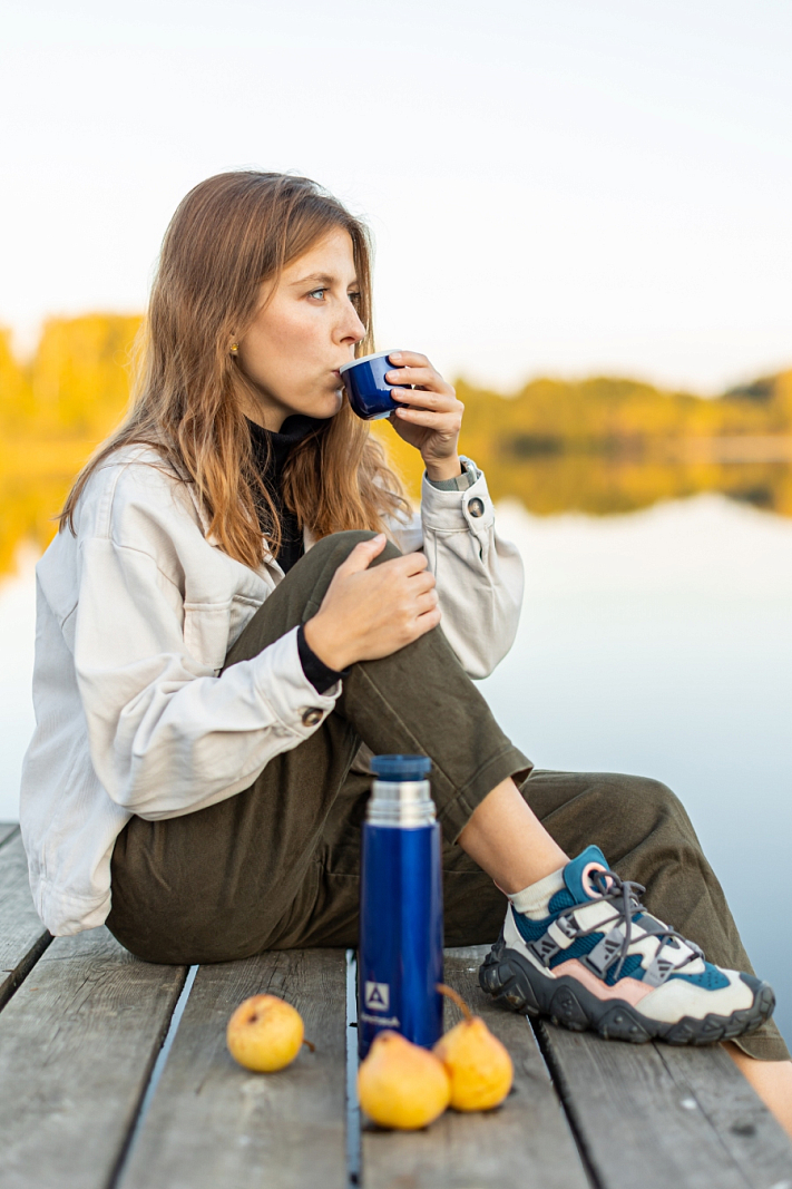 Синий классический термос 102 с узким горлом на 0.5л - 5