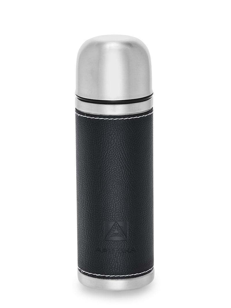 Термос с черной оплёткой из экокожи на 0.5л - 1