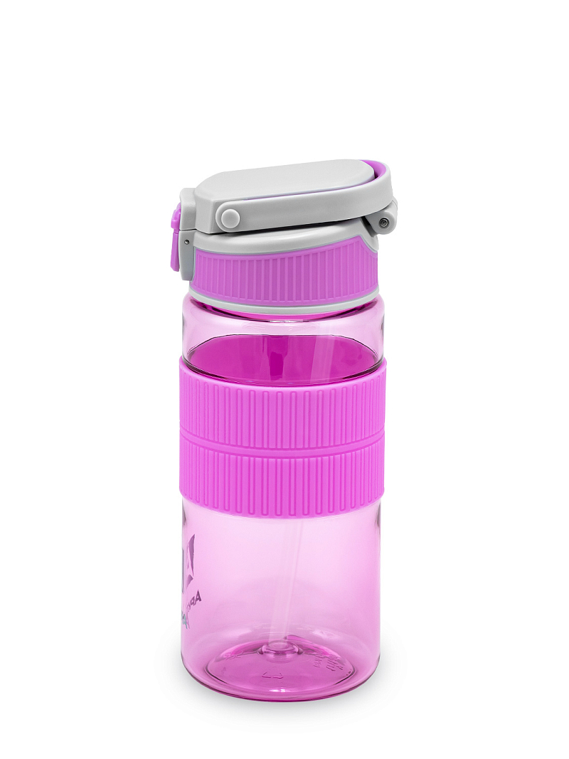 Лавандовая тритановая бутылка 722 с манжетом и питьевой трубочкой на 0.55л - 8