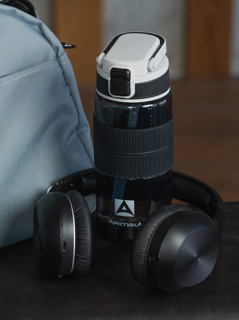 Черная тритановая бутылка 722 с манжетом и питьевой трубочкой на 0.55л - 9