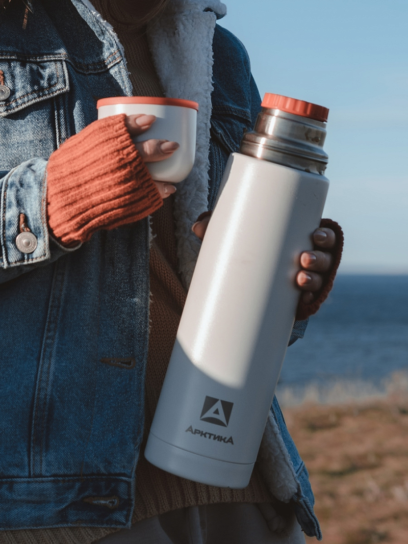 Термос серии 101 на 1л текстурный с узким горлом - 2
