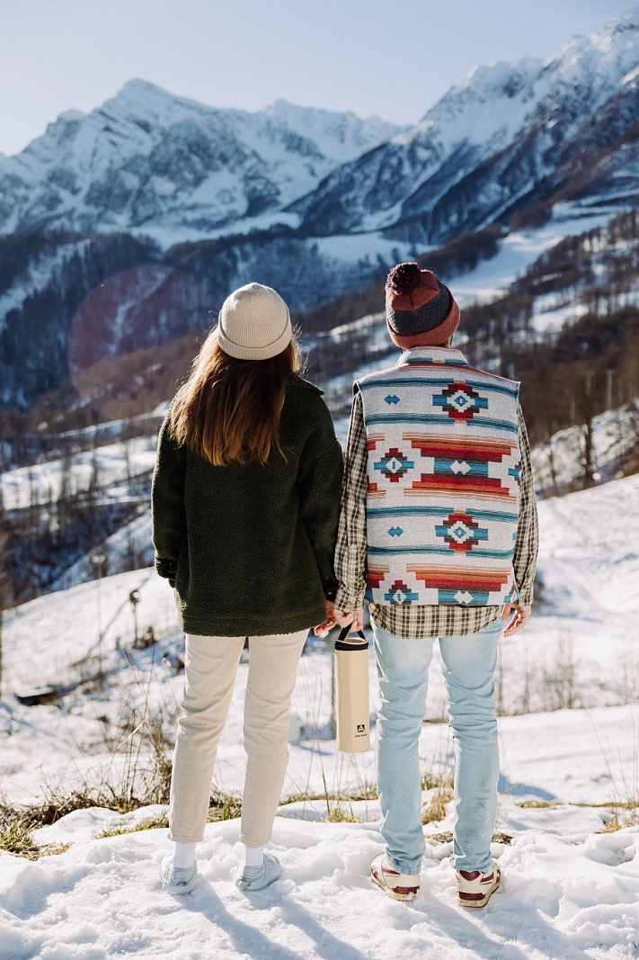 Стальной термос 101 с узким горлом на 1л с чехлом - 4