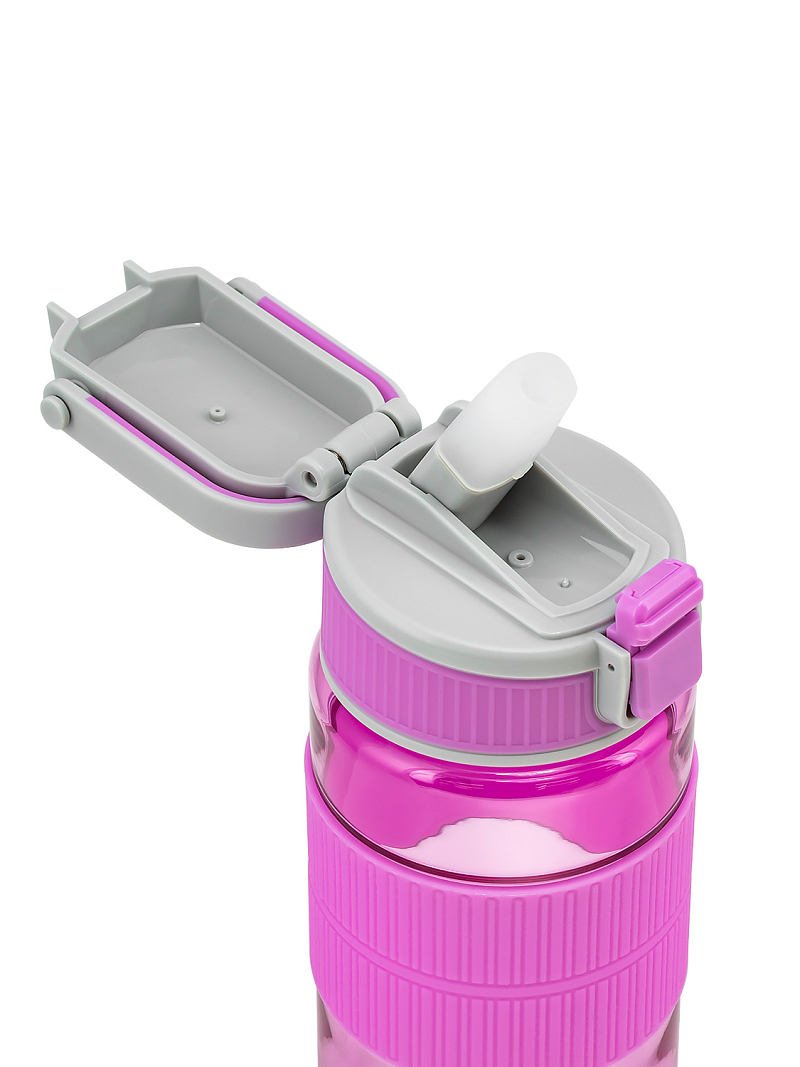 Лавандовая тритановая бутылка 722 с манжетом и питьевой трубочкой на 0.55л - 5