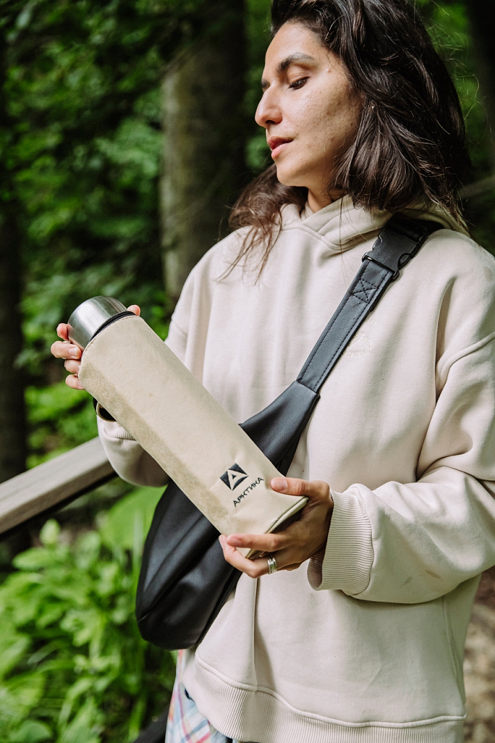 Термос серии 101 на 0.5л стальной с узким горлом в чехле - 6