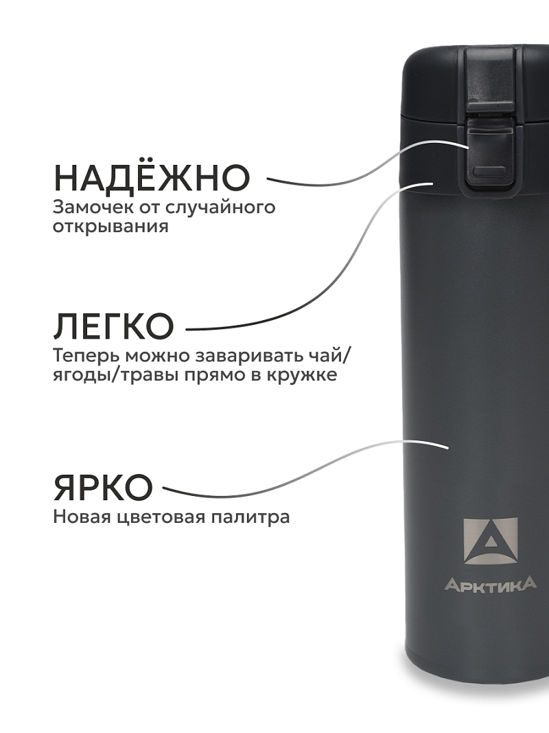 Термокружка 0.47л серии 703 «Графит» с ситечком (уценка) - 4