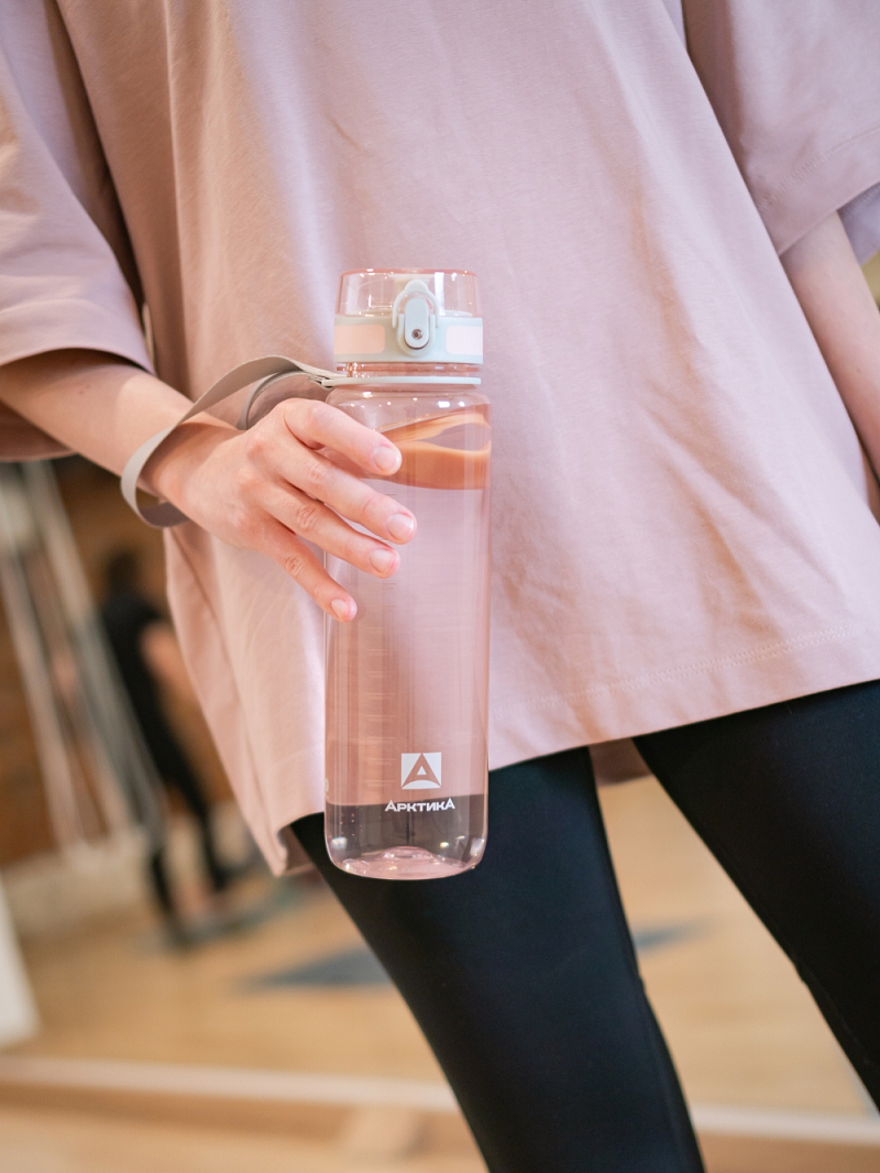 Питьевая бутылка 720 из тритана 1л, розовая глянцевая, с ситечком - 2