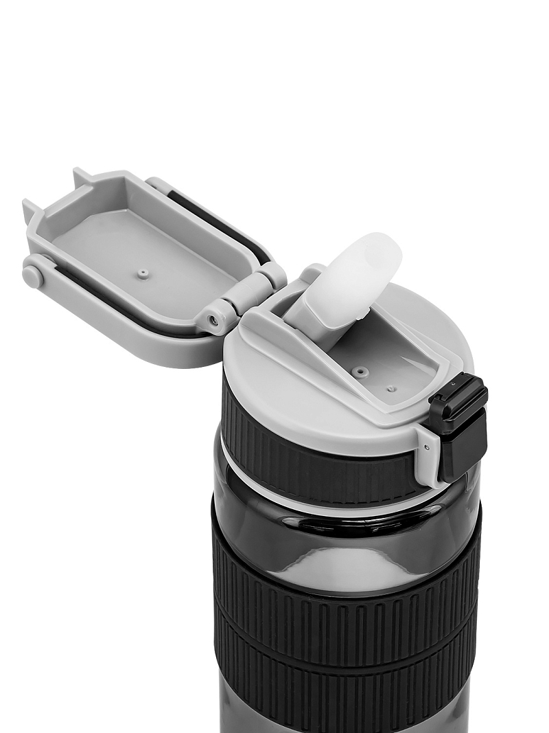 Черная тритановая бутылка 722 с манжетом и питьевой трубочкой на 0.55л - 6