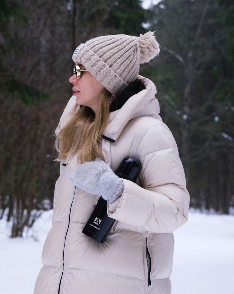 Черный глянцевый классический термос 102 с узким горлом на 0.75л - 4