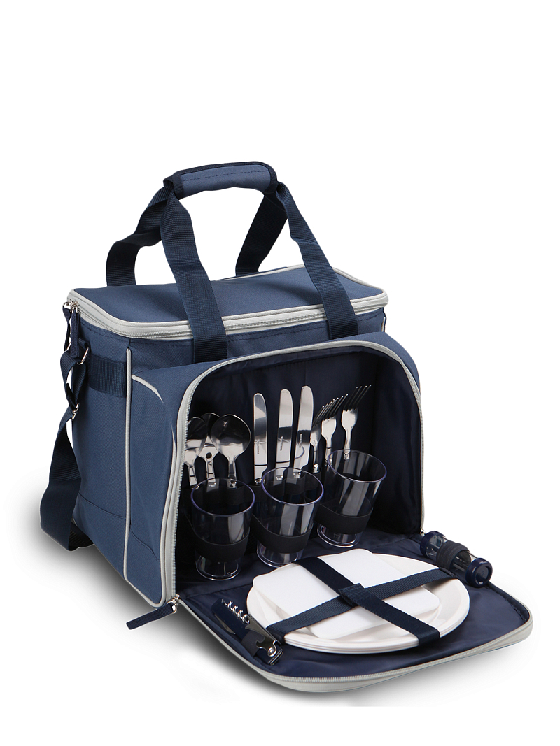 Синяя сумка-холодильник 4100 с набором посуды на 3 чел - 1 Синяя сумка-холодильник 4100 с набором посуды на 3 чел - 1
