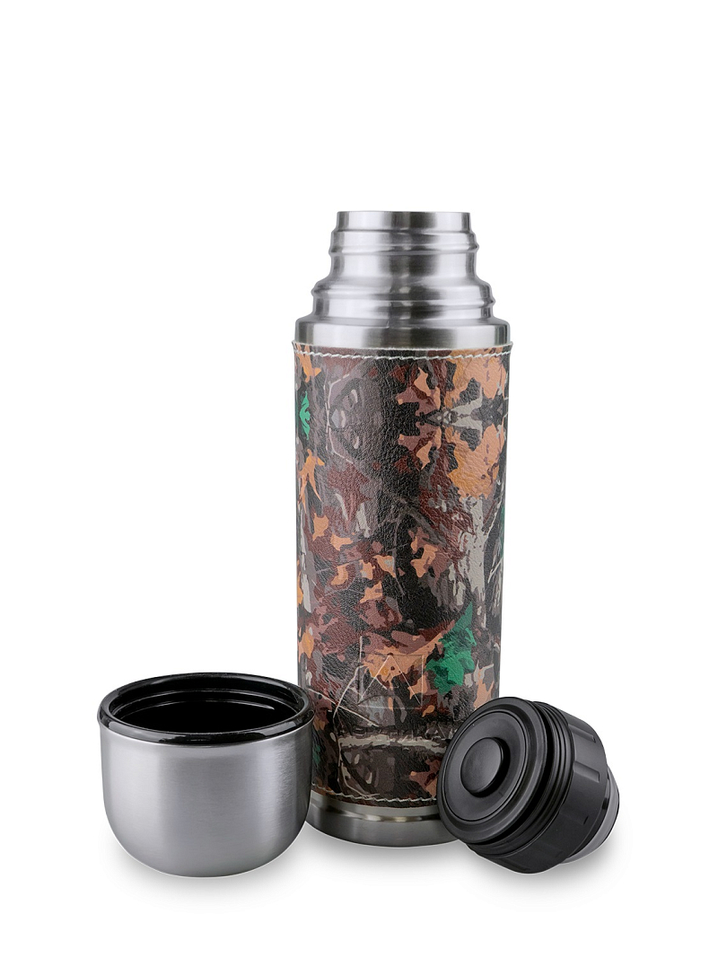 Термос 108 с оплеткой из экокожи цвета хаки на 0.5л - 2