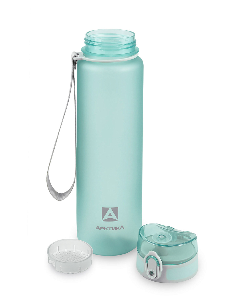 Питьевая бутылка 720 из тритана 1л, голубая матовая, с ситечком - 6