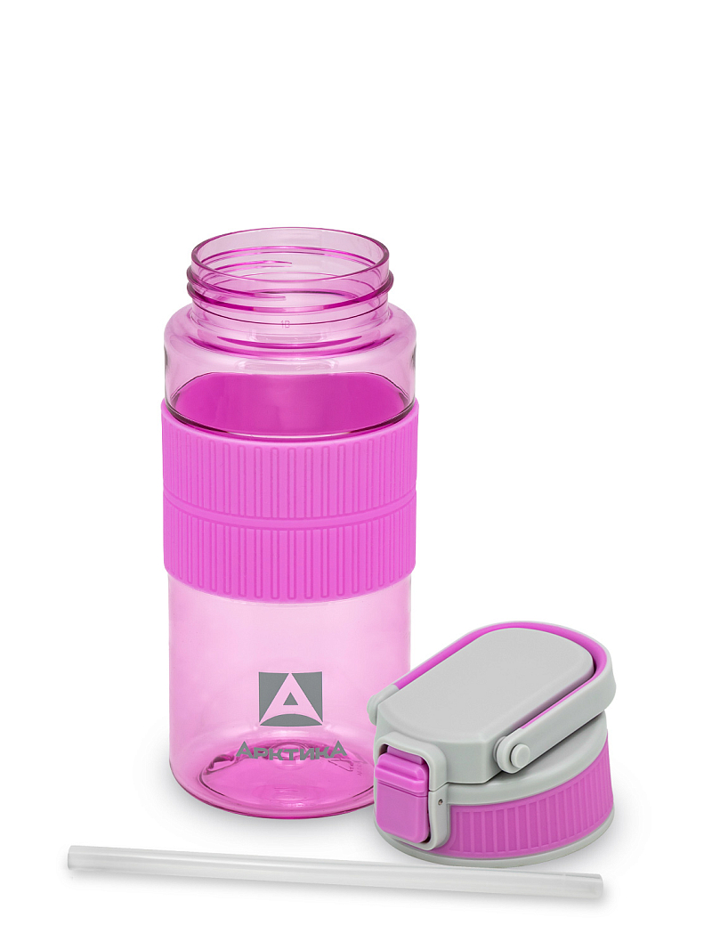 Лавандовая тритановая бутылка 722 с манжетом и питьевой трубочкой на 0.55л - 6