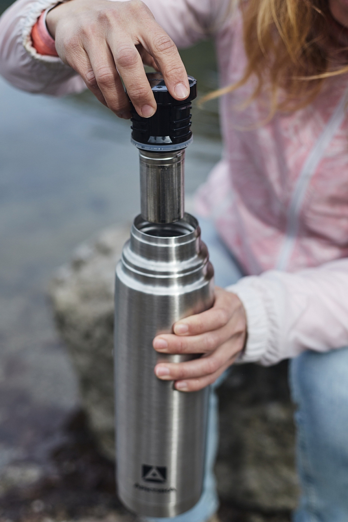 Стальной термос 101 с узким горлом и ситечком на 1л - 2