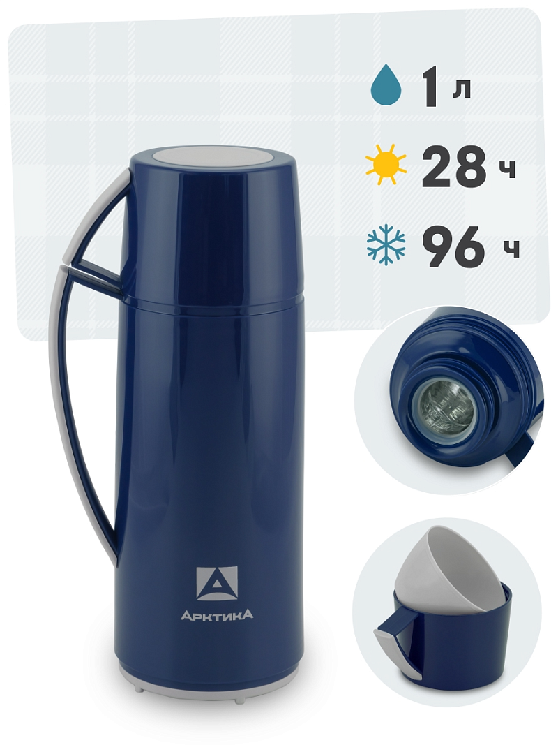 Синий стеклянный термос 1010 на 1л (уценка) - 1