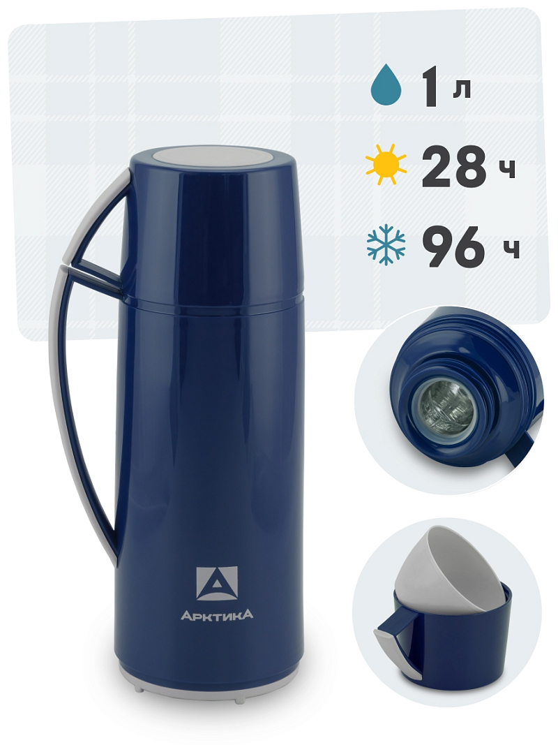 Стеклянный термос серии 1010 на 1л синий - 1