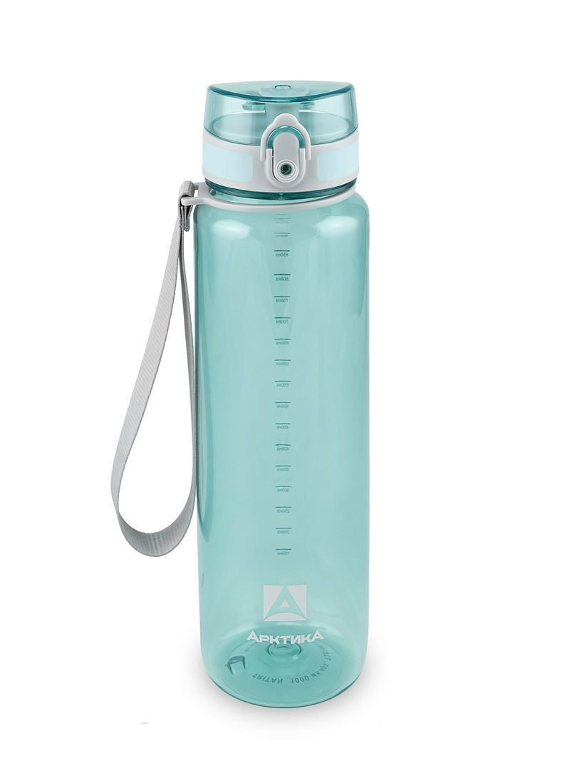 Питьевая бутылка 720 из тритана 1л, голубая глянцевая, с ситечком - 1