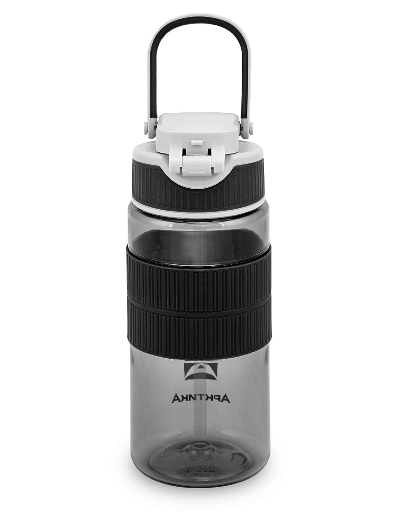 Черная тритановая бутылка 722 с манжетом и питьевой трубочкой на 0.55л - 8