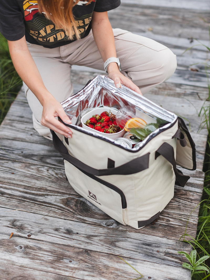 Бежевая сумка-холодильник 3001 классическая с люком на 20л - 8