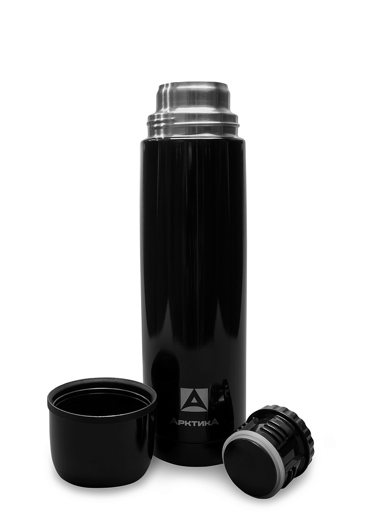 Термос серии 102 на 1л чёрный глянцевый с узким горлом - 3