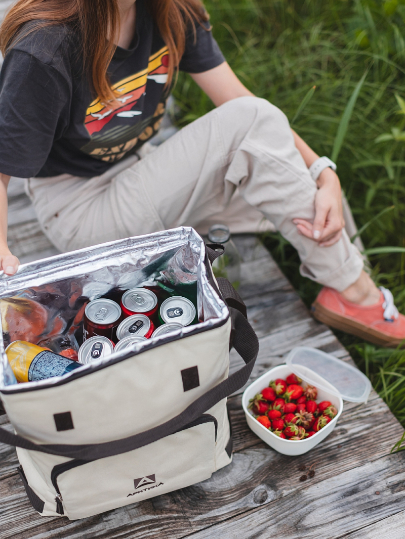 Бежевая сумка-холодильник 3001 классическая с люком на 20л - 4