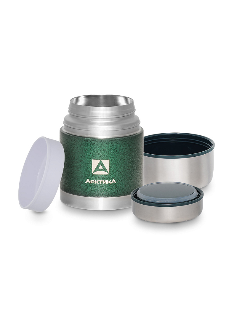 Зеленый термос 306 с чехлом и складной ложкой на 0.6л - 3