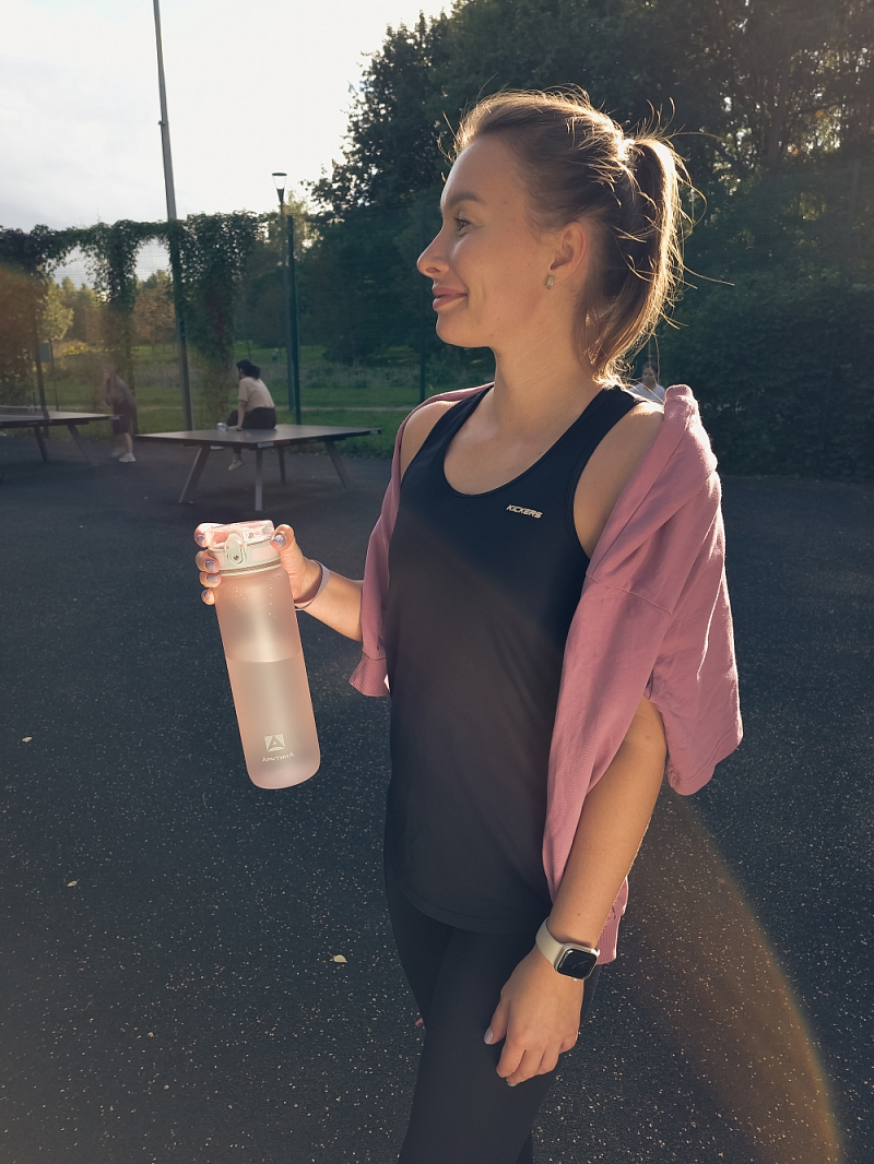 Питьевая бутылка 720 из тритана 0.5л, розовая матовая, с ситечком - 2