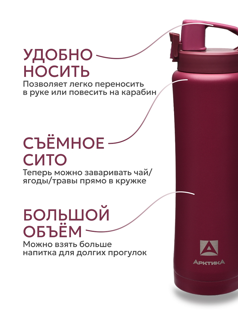 Термокружка 0.75л серии 702 «Сититерм» «Вишня» с ситечком (уценка) - 4