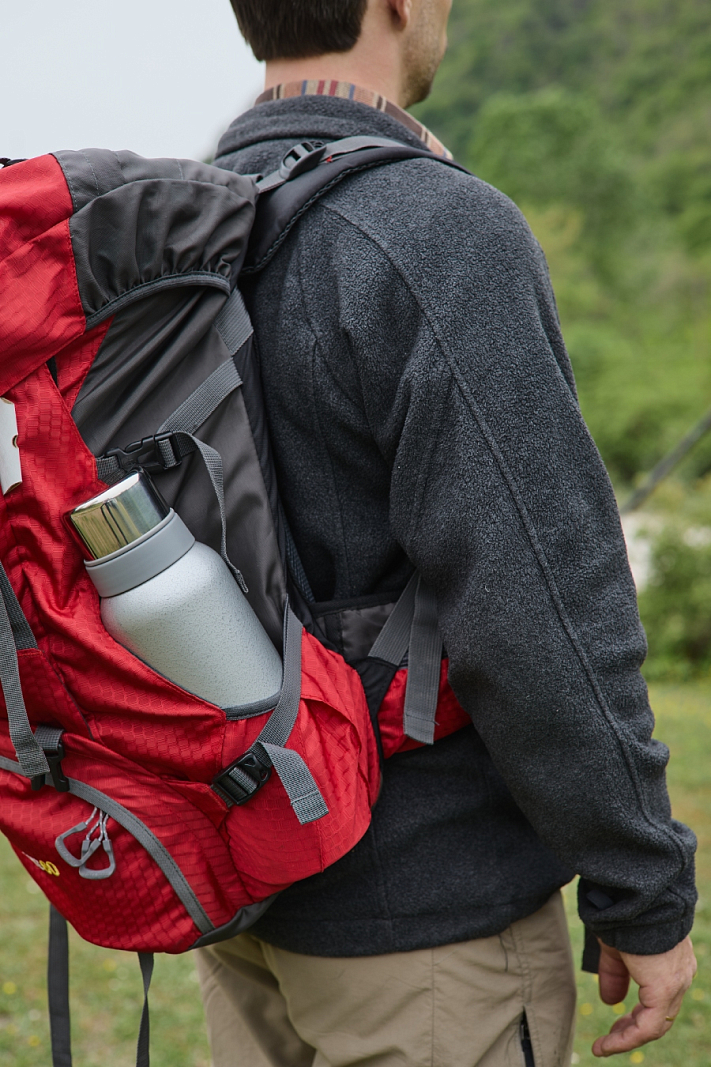 Термос серии 106 на 1.2л серебряный с узким горлом и молотковой эмалью - 6