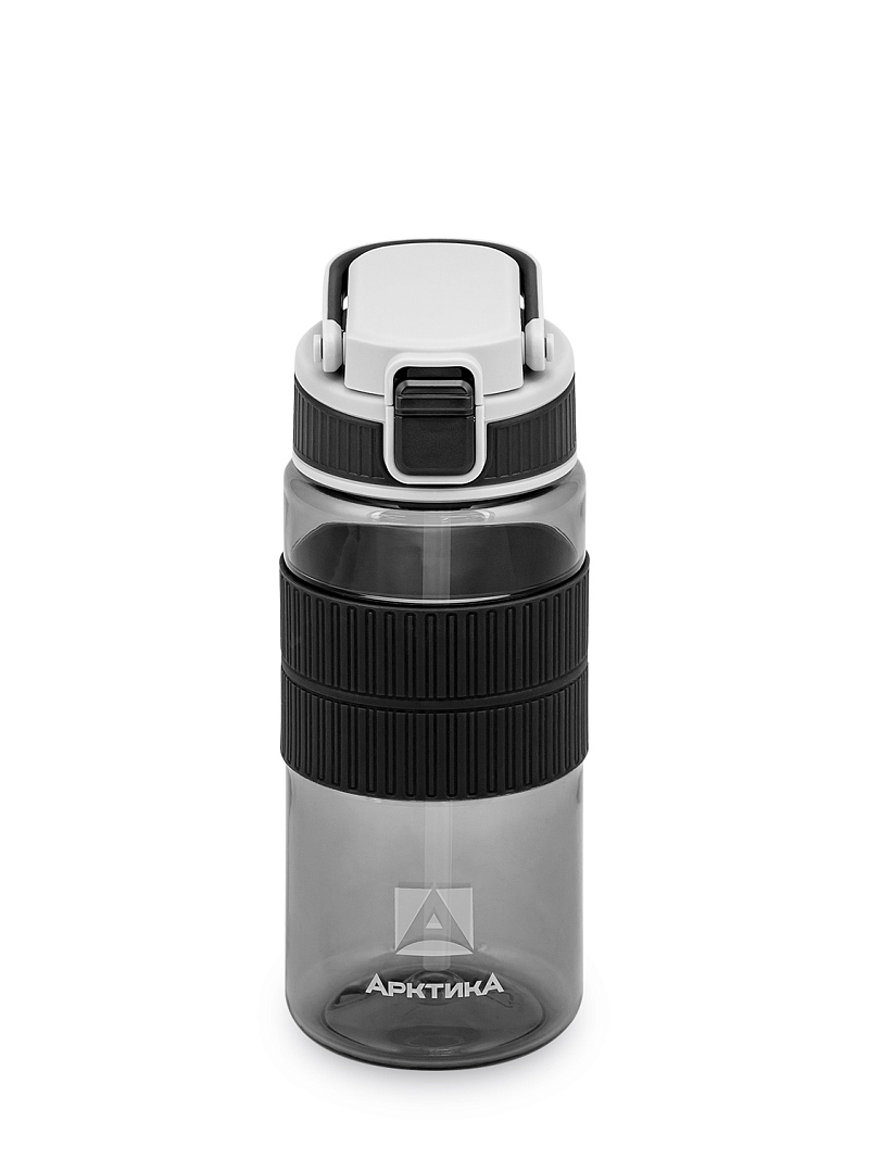 Черная тритановая бутылка 722 с манжетом и питьевой трубочкой на 0.55л - 1