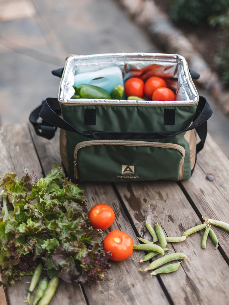 Зеленая сумка-холодильник 3001 классическая с люком на 10л - 2