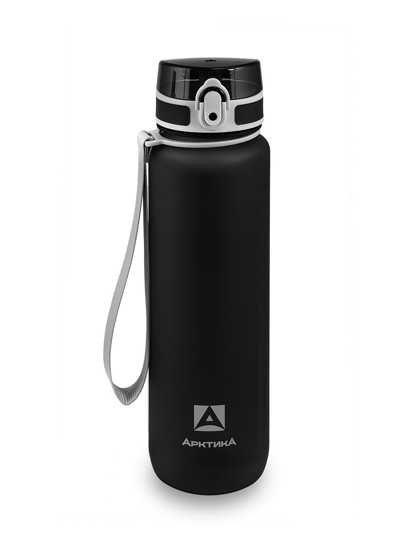 Питьевая бутылка 720 из тритана 1л, черная матовая, с ситечком - 1